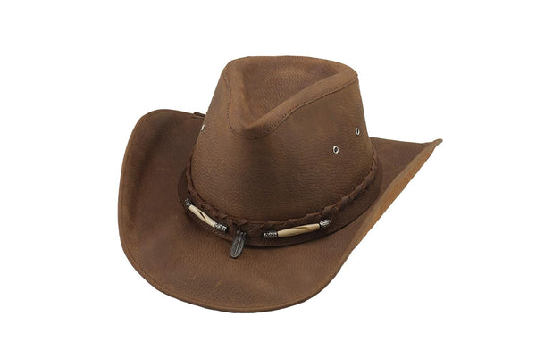 Montecarlo Bullhide Hats BRISCOE Top Grain Leather Western Cowboy Hat (Large)