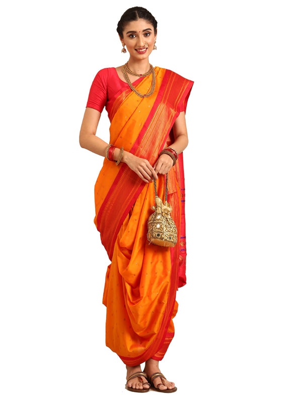 Varkala Silk Sarees Women's Kadiyal Soft Silk Nauwari Paithani Saree With Blouse Piece